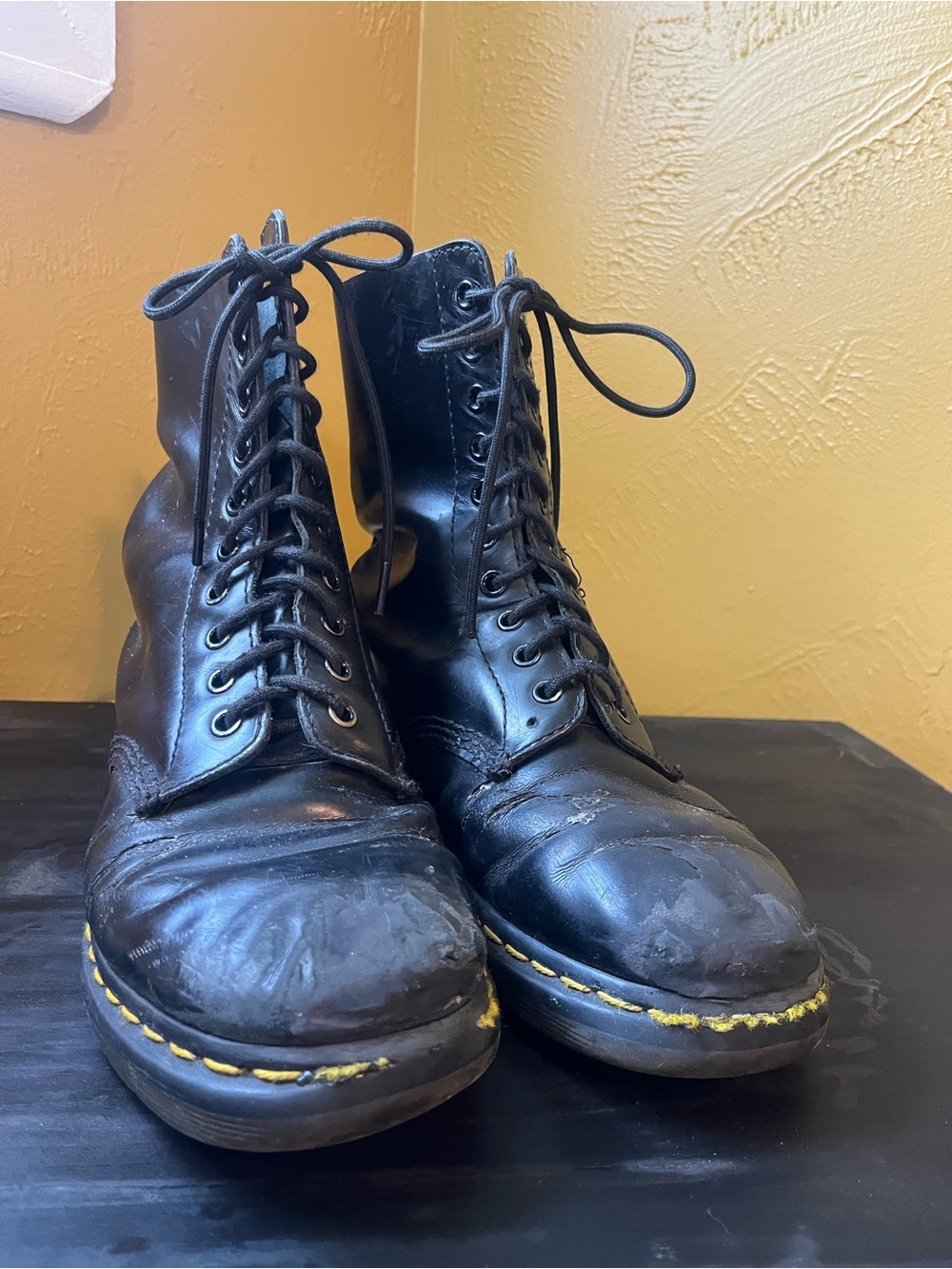 Dr Martens Black Leather Lace-Up Boots